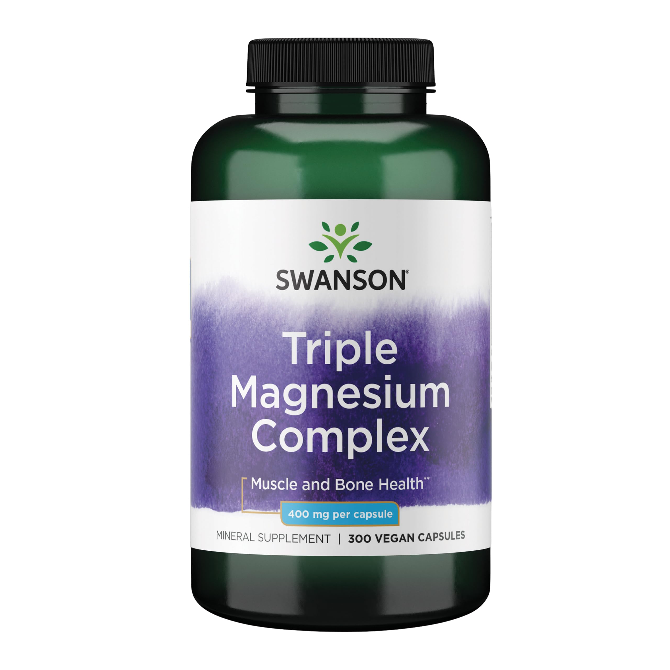Swanson Triple Magnesium Complex 400mg for Optimal Bone Health & Absorption (300 Capsules)