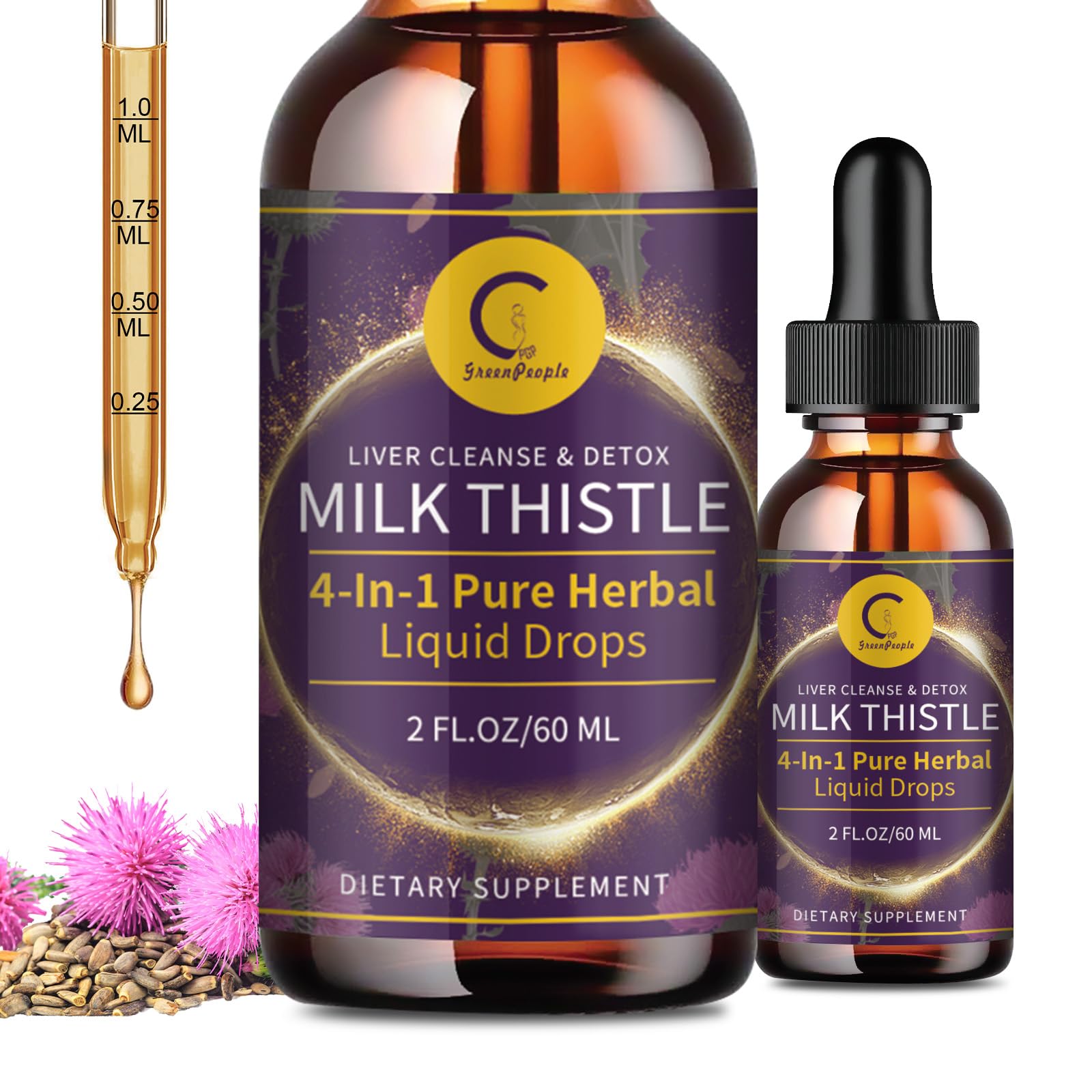 Milk Thistle Extract Drops for Liver Cleanse & Detox
| All-Natural Liver Support Supplement with Dandelion Root & Artic
