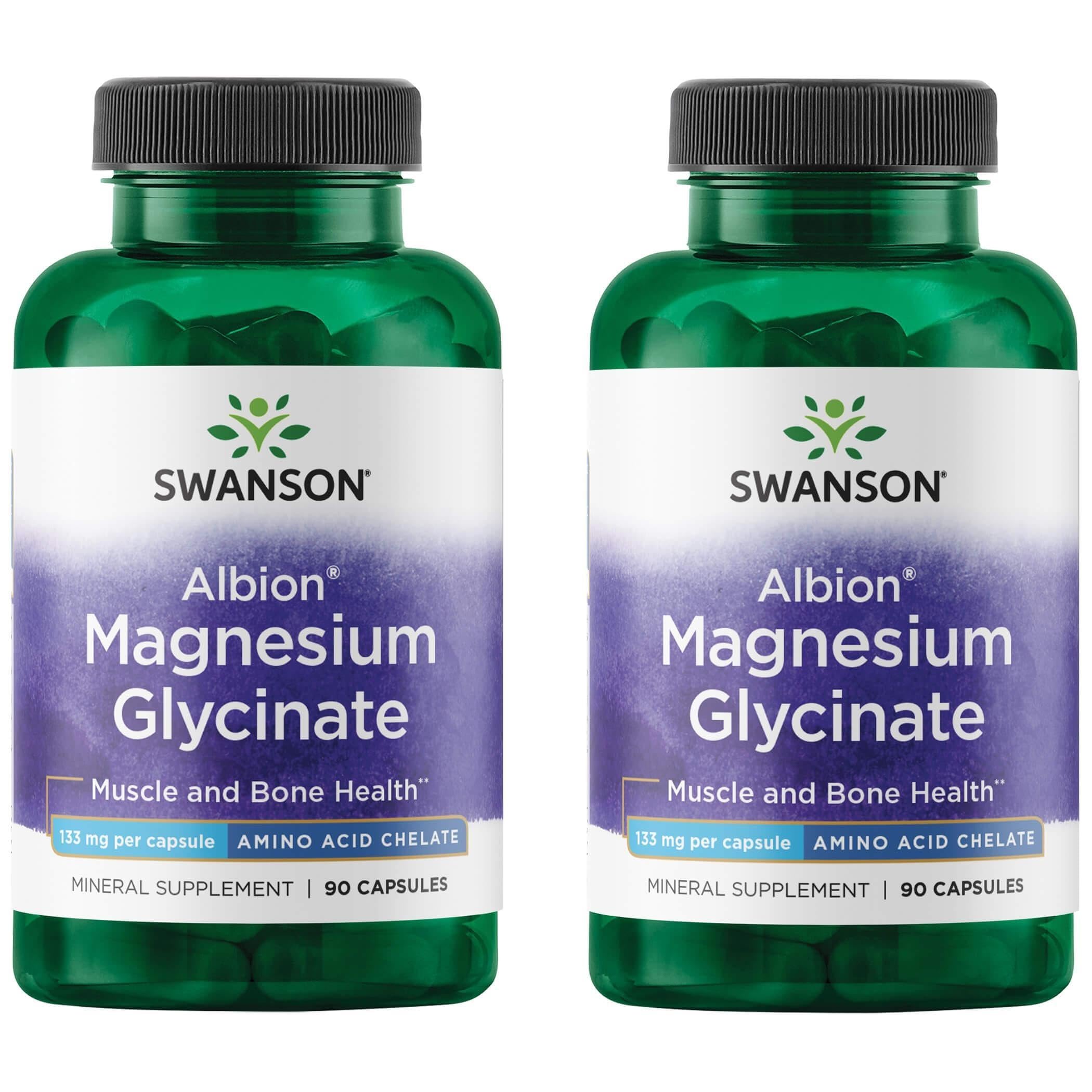 Swanson Chelated Magnesium 133 Milligrams for Muscle Health 90 Capsules (2 Pack)