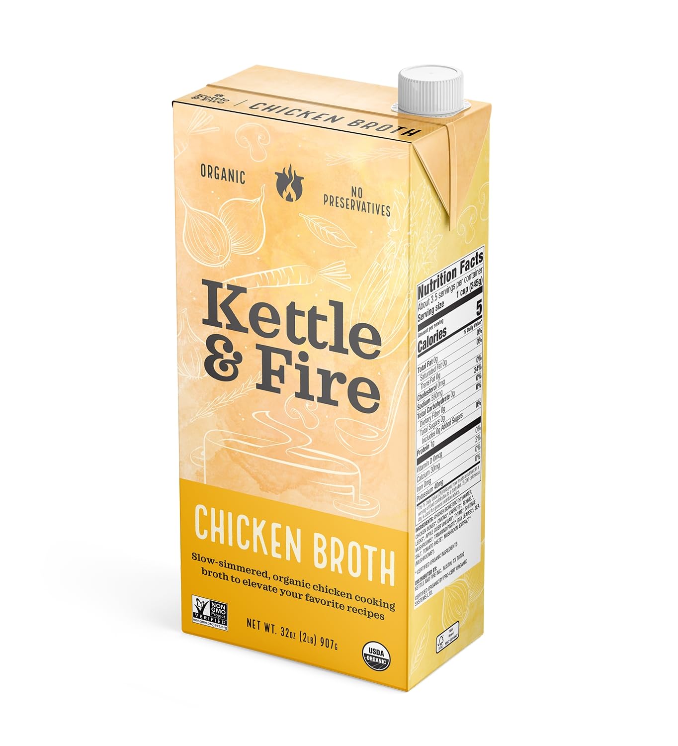 Kettle & Fire Organic Chicken Broth - USDA Organic for Health-Conscious Consumers - Perfect for Soups & Cooking
| Kettl
