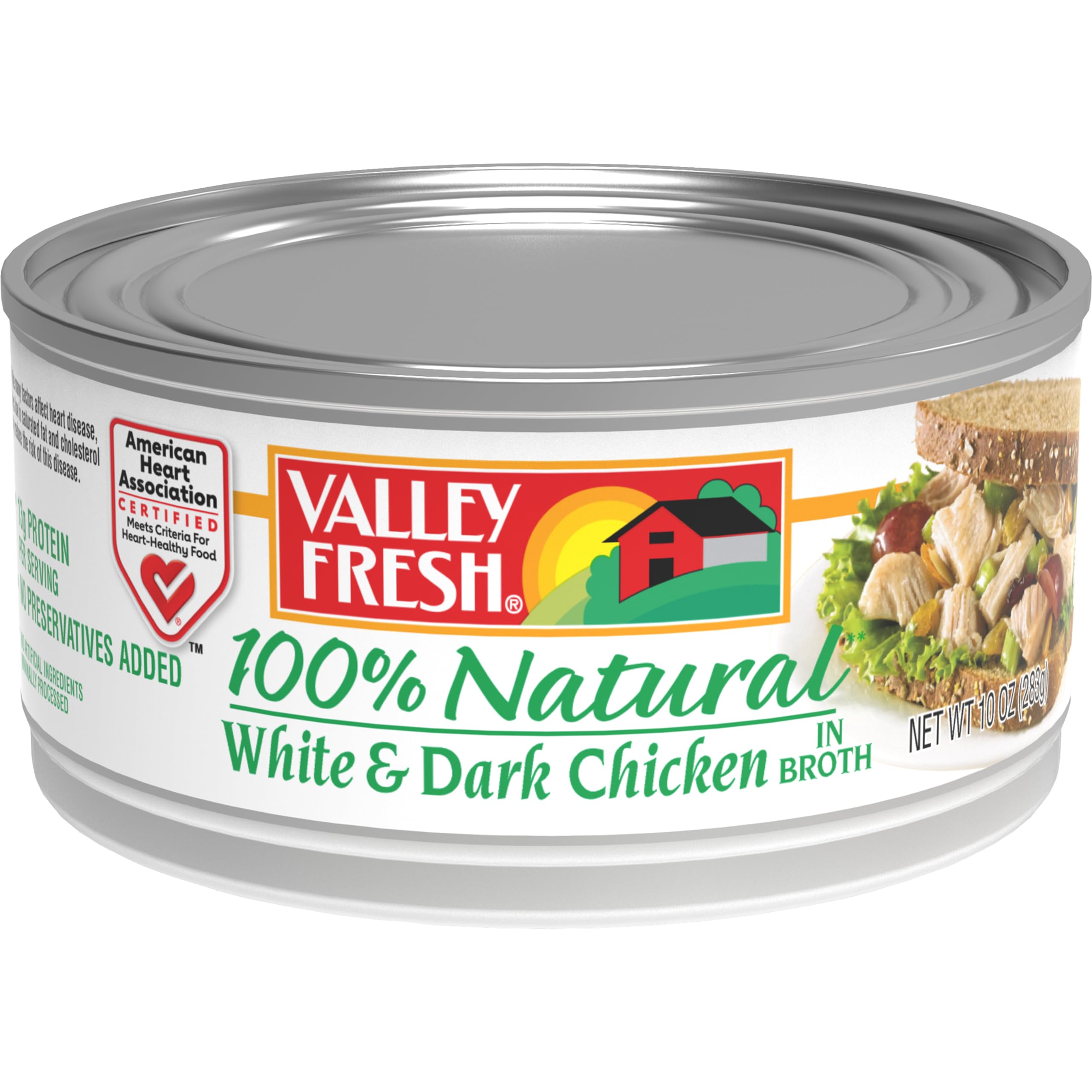 VALLEY FRESH 100% Natural White & Dark Chicken in Water for Your Health, 10 oz - Great for Quick Meals
| VALLEY FRESH 1